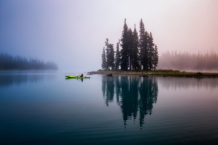 Spirit Island On Maligne Lake In Jasper National Park