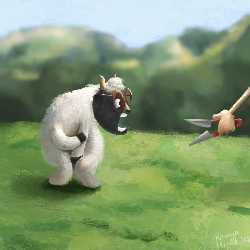 My Husband Wanted To Be A Sheep In The Swiss Alps, So I Illustrated Him As One!