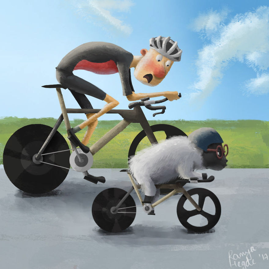 My Husband Wanted To Be A Sheep In The Swiss Alps, So I Illustrated Him As One!