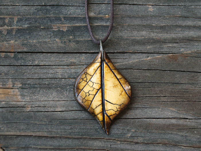 Polymer Clay Leaf Necklaces And Earrings