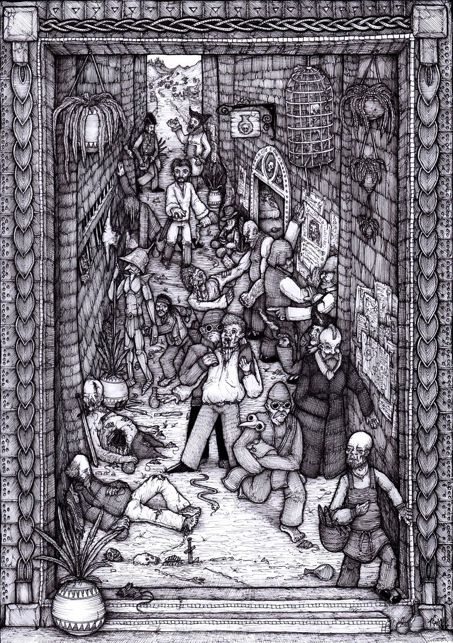 18 Awesomely Detailed Dark Fantasy Drawings