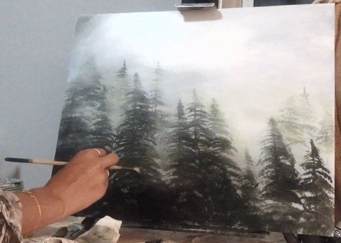 Speed Painting Of Foggy Landscape