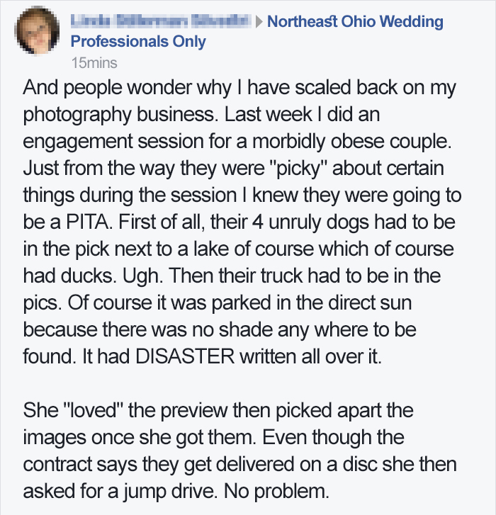 Bride-To-Be Accuses Photographer Of Fat-Shaming Her In Photos, But Photographer Has A Story Of Her Own Bride-To-Be Accuses Photographer Of Fat-Shaming Her In Photos, But Photographer Has A Story Of Her Own