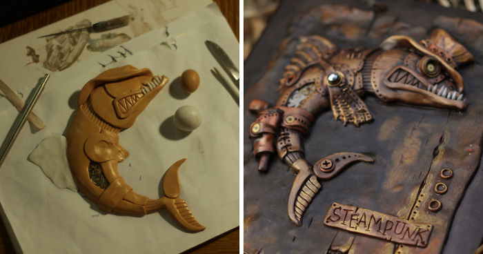 Notepad With A Cowboy Fish In Steampunk Style