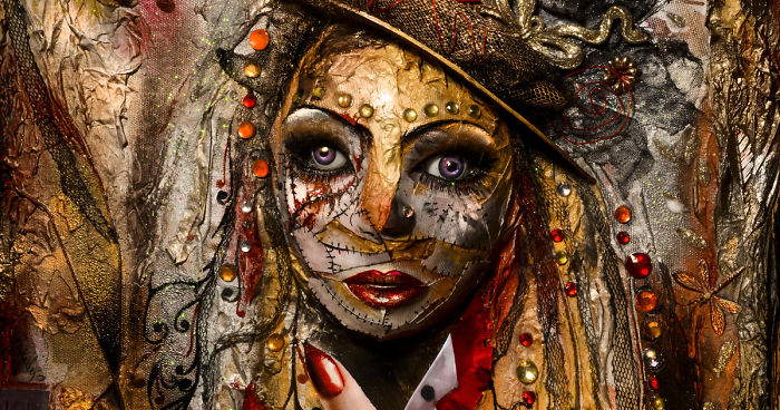 Mixed Media Ringmaster Created On Canvas With Modroc, Paper & Paints For Circus