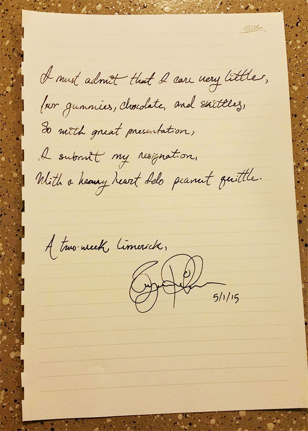 You Can't Just Submit A Boring Resignation To A Candy Store