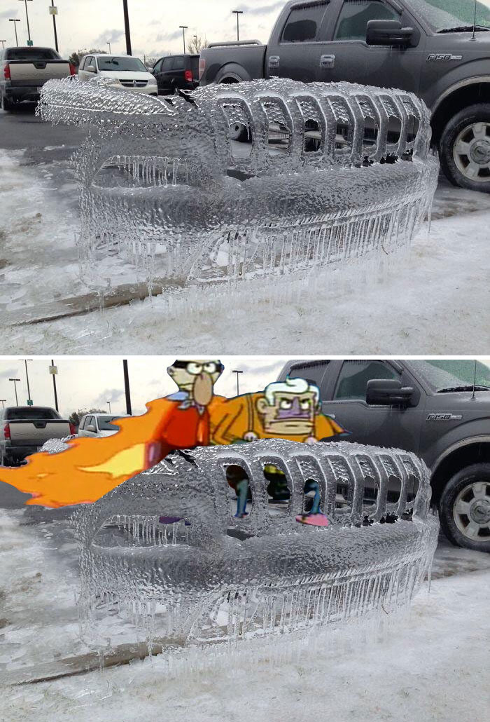 Ice In The Shape Of A Car Bumper
