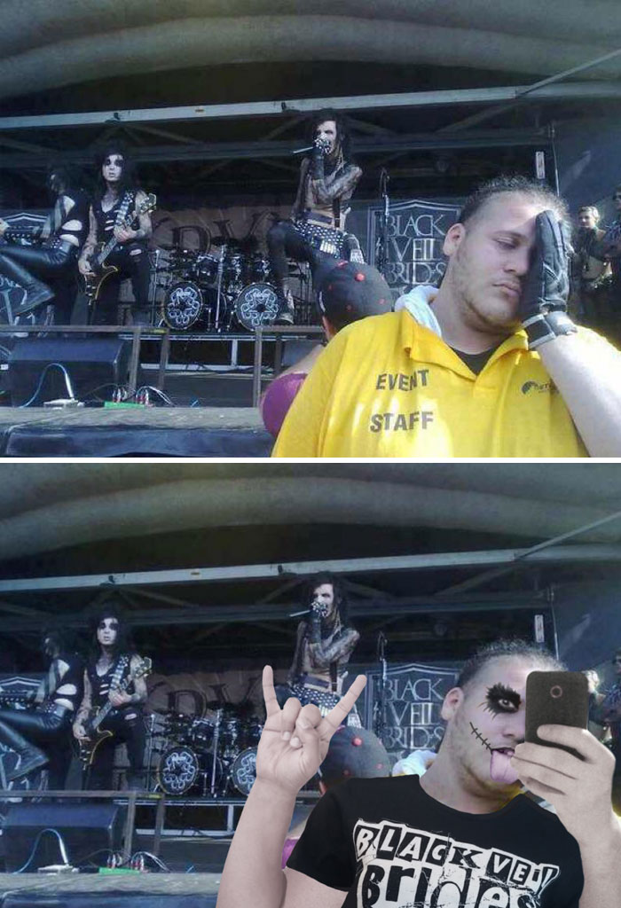 This Security Guard At A Black Veil Brides Concert