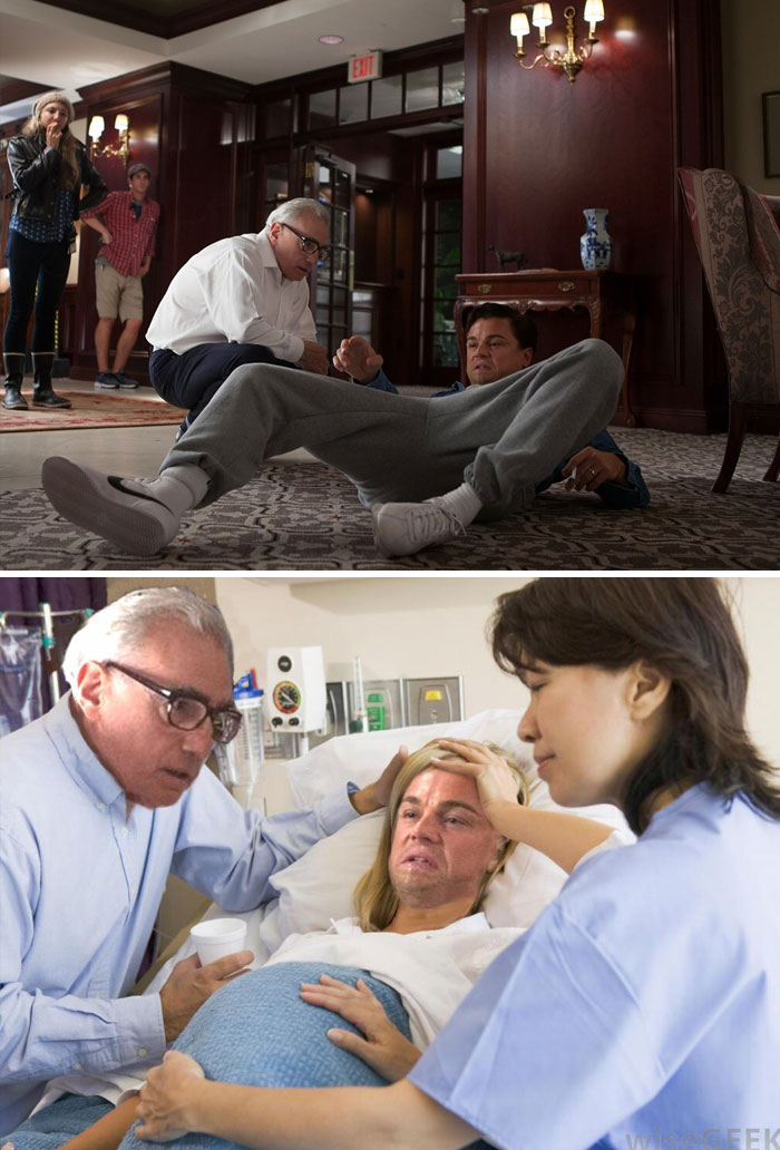 Martin Scorsese And Leonardo Dicaprio On The Set Of The Wolf Of Wall Street