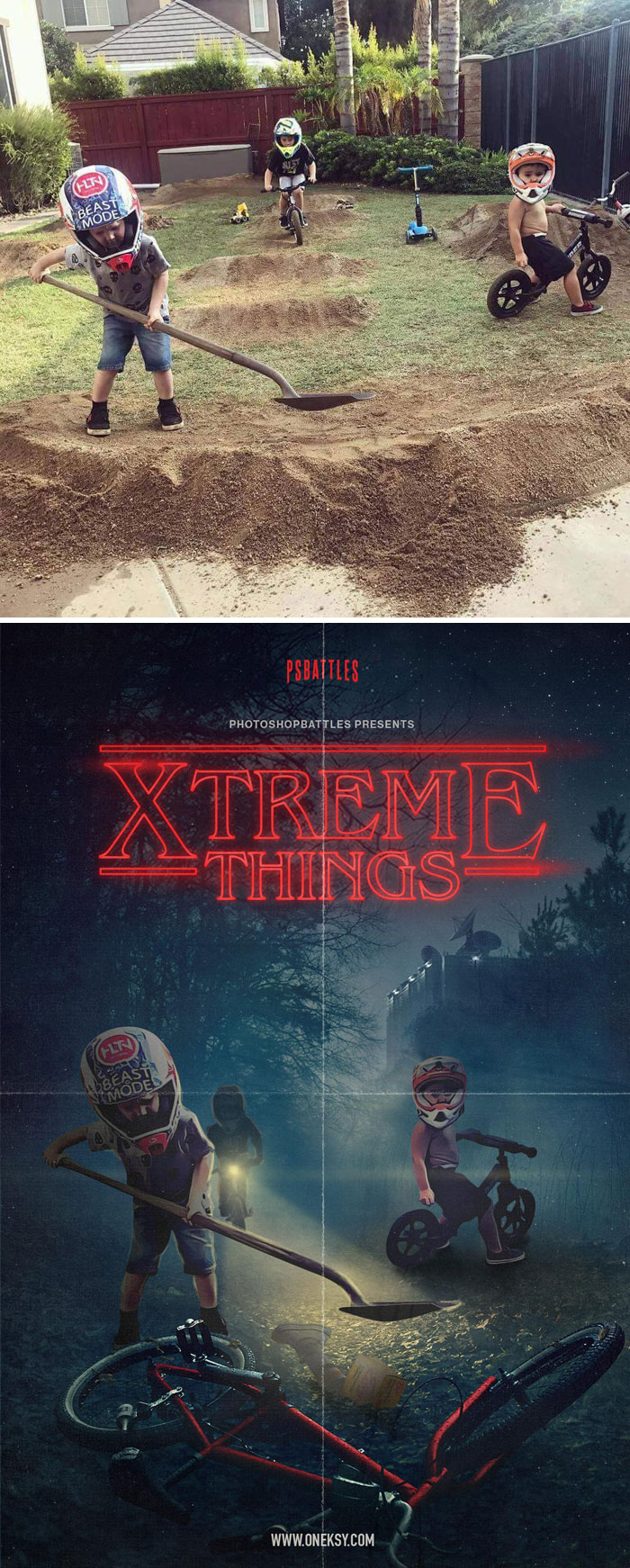 These Kids Making A Dirt Track In A Backyard