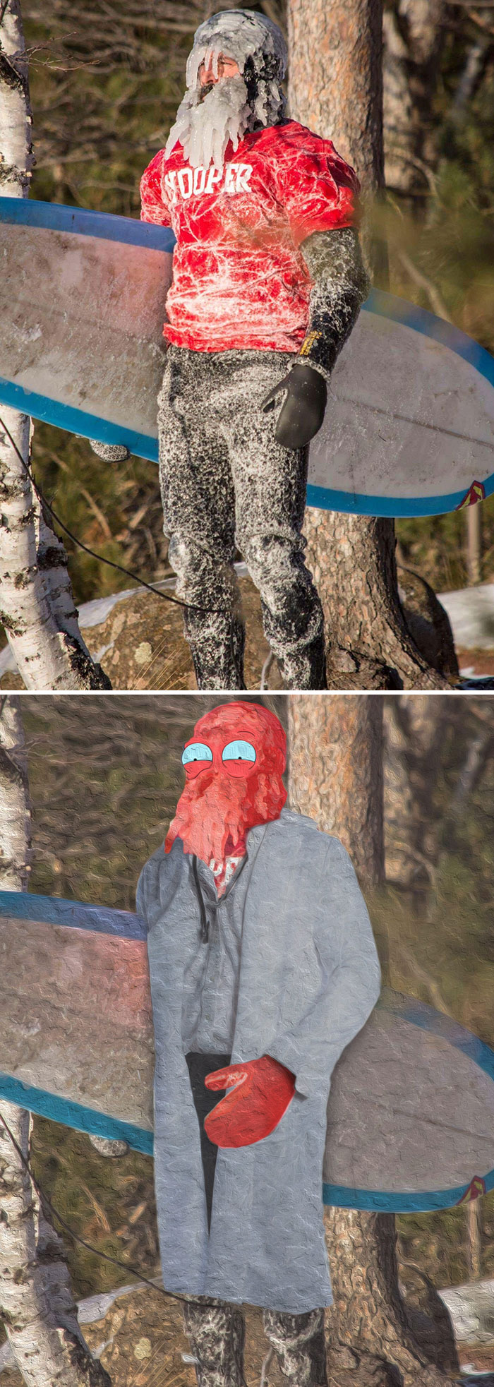 Surfer From Lake Superior In Winter