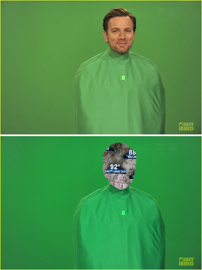 Ewan Mcgregor In A Greenscreen Suit On A Greenscreen Set