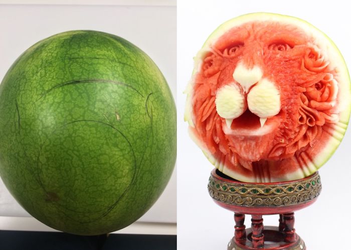 It Took 2 Hours To Turn This Watermelon Into A Lion