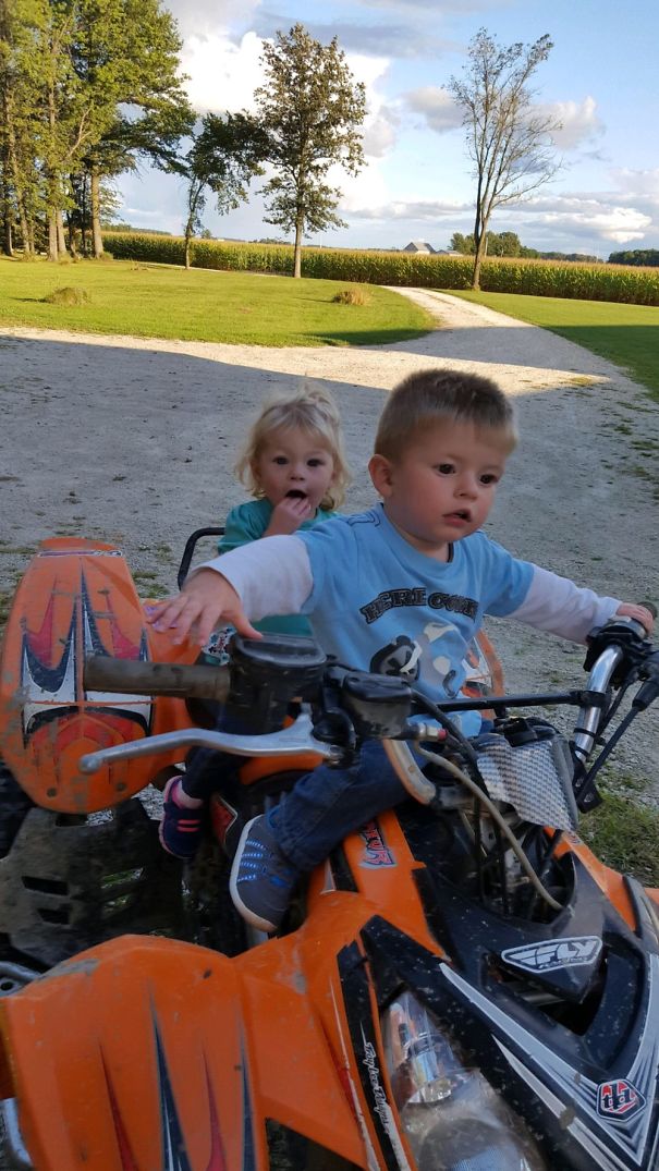My Baby Sibs Riding A Four Wheeler... Not Actually Moving