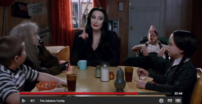 In The Adams Family (1991) Pugsley Adams Steals A Stop Sign To Make Cars Crash. Later In The Movie You Can See That He'd Stolen All Of The Safety Signs From The Motel Swimming Pool The Just Moved In To