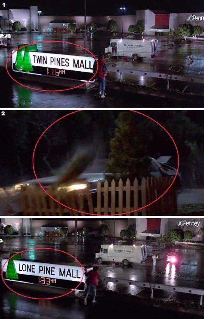 In Back To The Future The Name Of The Mall Changes When Marty Goes Into The Past And Runs Over One Of The Two Trees