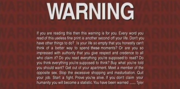 This Is The Warning Screen On The Home DVD Version Of Fight Club