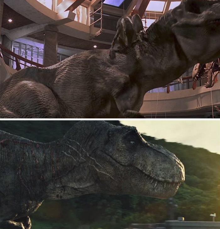 The T-Rex From Jurassic World Still Has The Scars From The Ending Of The Original Jurassic Park