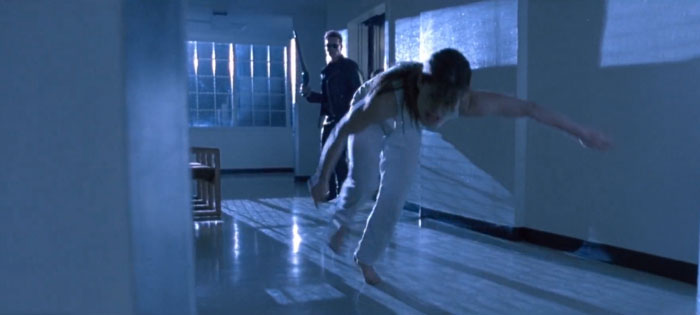 In Terminator 2 When Sarah Is Escaping The Hospital And Runs Into The Terminator, The Terminator Stands Still Instead Of Helping Her Like John Told Him To. This Is Because Like In The First Terminator, This T-800 Doesn't Actually Know What Sarah Looks Like