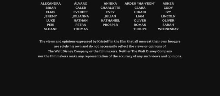 At The End Of “Frozen”, Disney Included A Statement About Kristoff’s Belief That All Men Eat Their Own Boogers