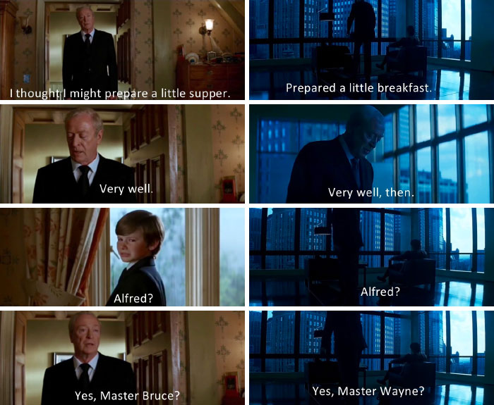 In Batman Begins And The Dark Knight, Alfred And Bruce Have The Near Exact Dialogue Exchange After The Death Of A Loved One