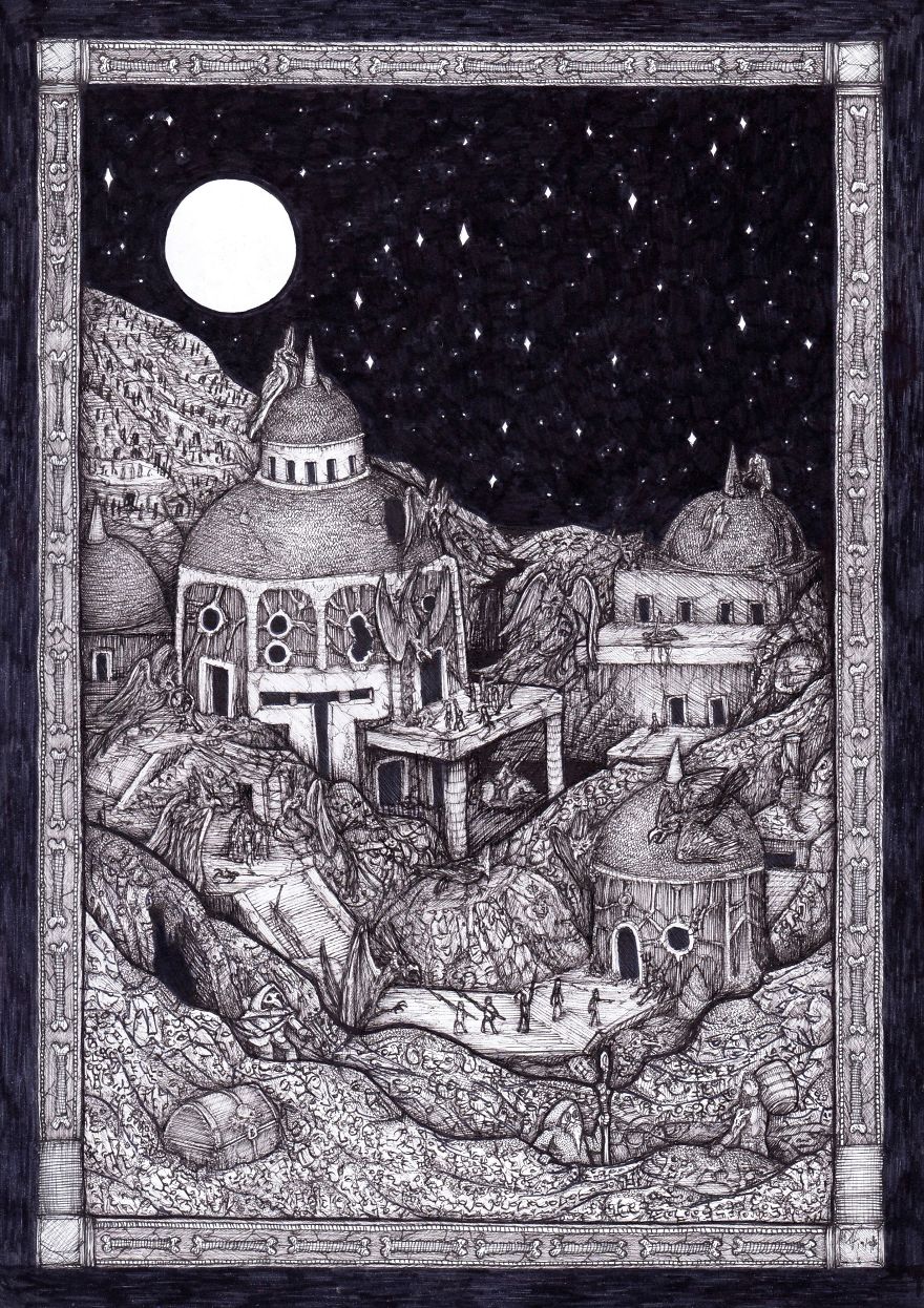 18 Awesomely Detailed Dark Fantasy Drawings