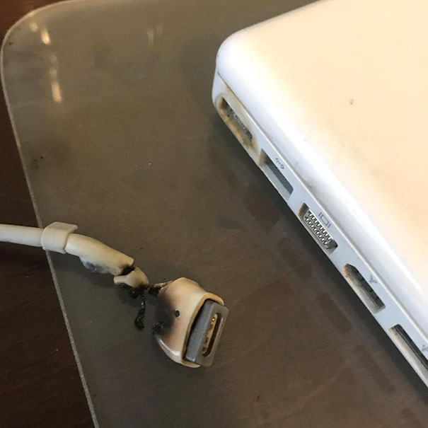 Almost Caught My Office On Fire Today. Glad I Had This Glass Separating My Laptop And Wood Desk