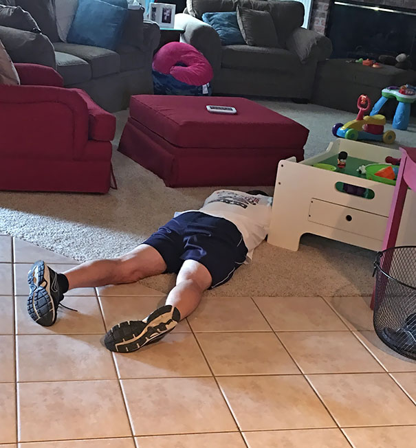 My Dad Was Gonna Go For A Run. He Laid Down To Stretch His Back. Found Him Asleep 30 Minutes Later