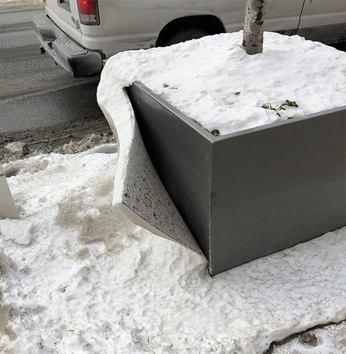 The Way This Snow Is Peeling Off This Planter