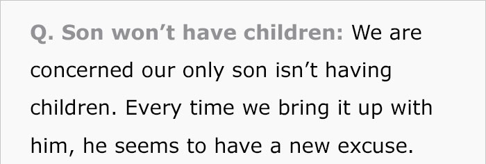 Mom Complains Their Son Won't Have Children, Gets Response She Didn't Expect Mom Complains Their Son Won't Have Children, Gets Response She Didn't Expect