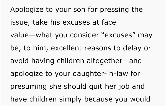 Mom Complains Their Son Won't Have Children, Gets Response She Didn't Expect Mom Complains Their Son Won't Have Children, Gets Response She Didn't Expect