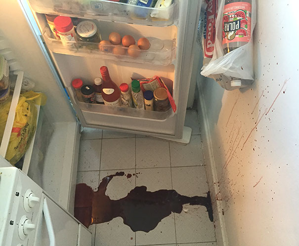 When You Try To Leave For Work Earlier Than Normal And Your Fridge Needs To Sacrifice The Cherry Juice Concentrate
