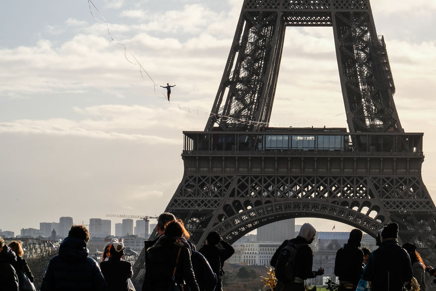 I Shot The World Record Of Urban Highline On The Eiffel Tower