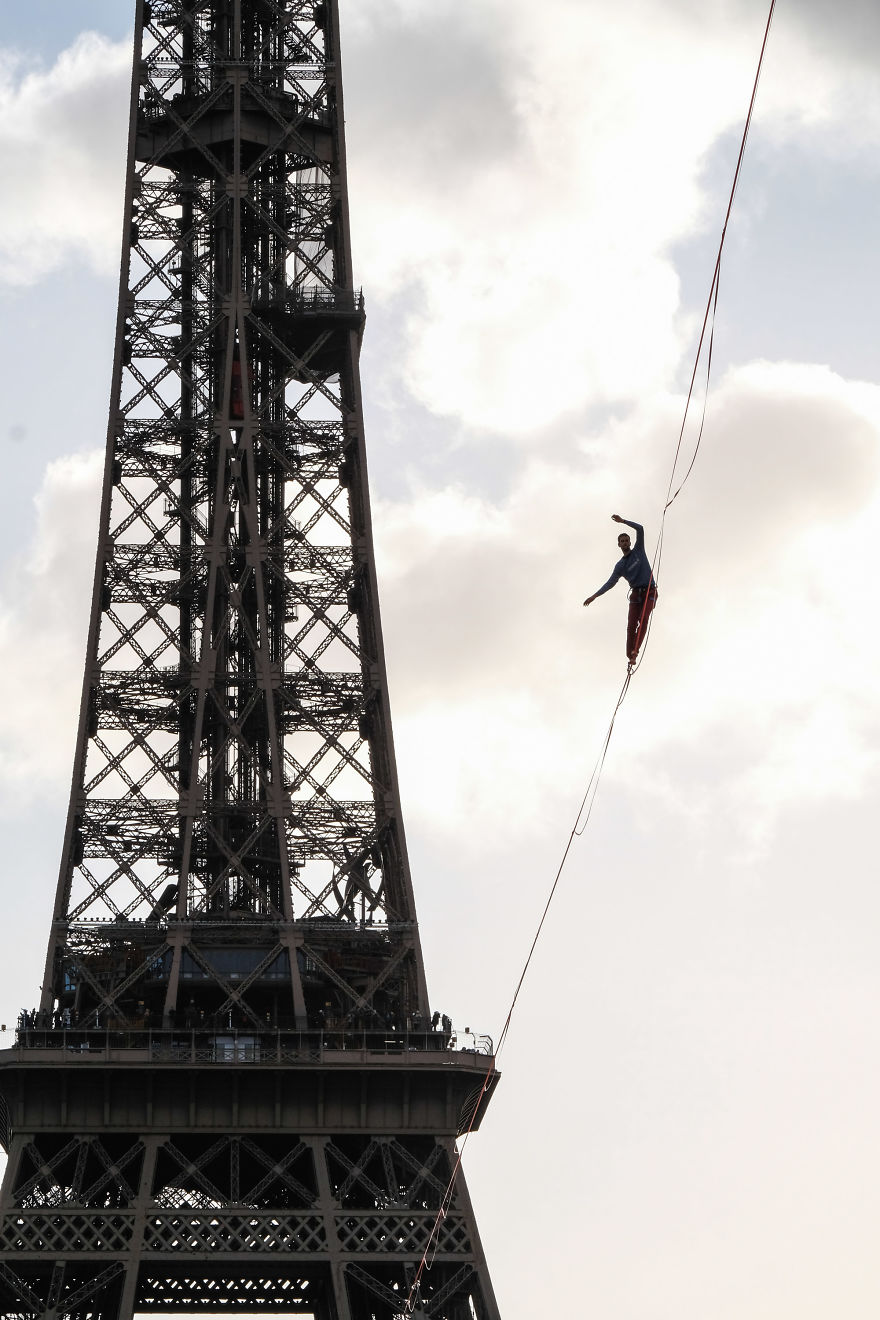 I Shot The World Record Of Urban Highline On The Eiffel Tower