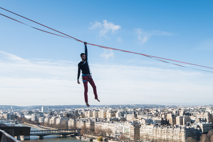 I Shot The World Record Of Urban Highline On The Eiffel Tower