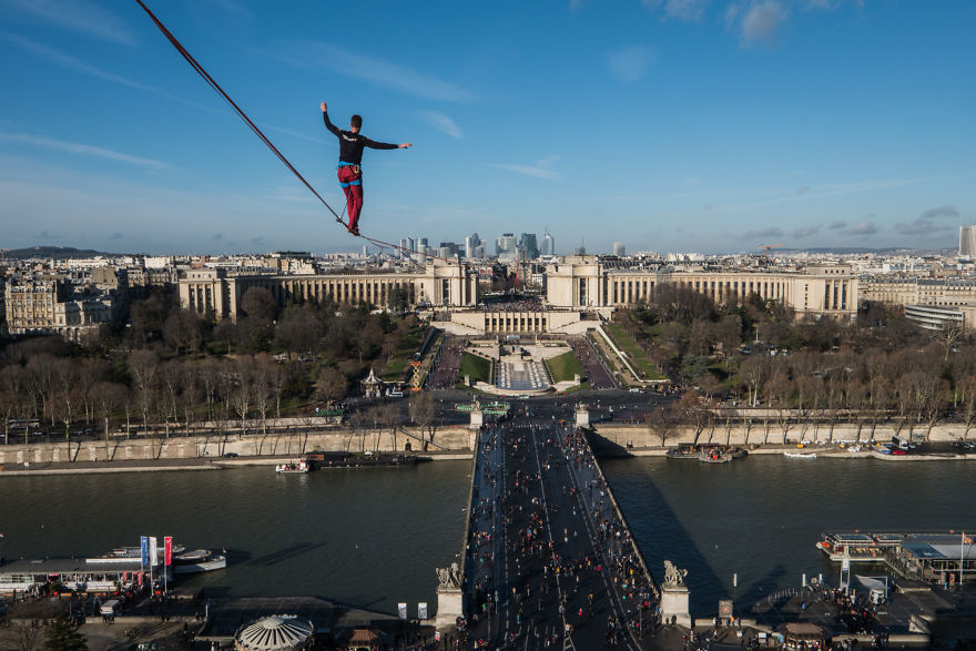 I Shot The World Record Of Urban Highline On The Eiffel Tower