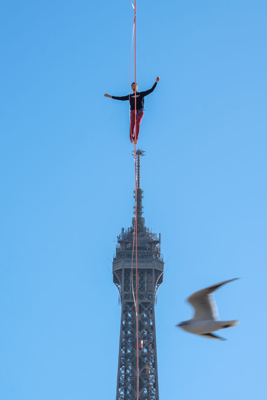 I Shot The World Record Of Urban Highline On The Eiffel Tower