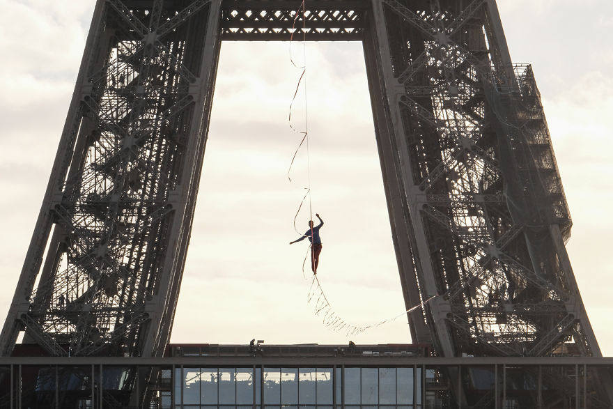 I Shot The World Record Of Urban Highline On The Eiffel Tower