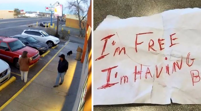 Abandona a su perro en el parking de un Dunkin Donuts con una triste nota en su collar