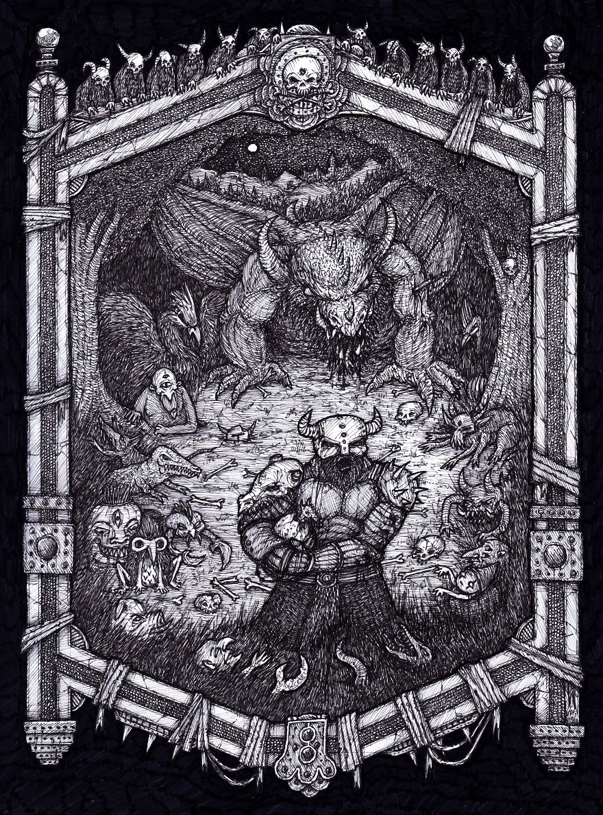 18 Awesomely Detailed Dark Fantasy Drawings