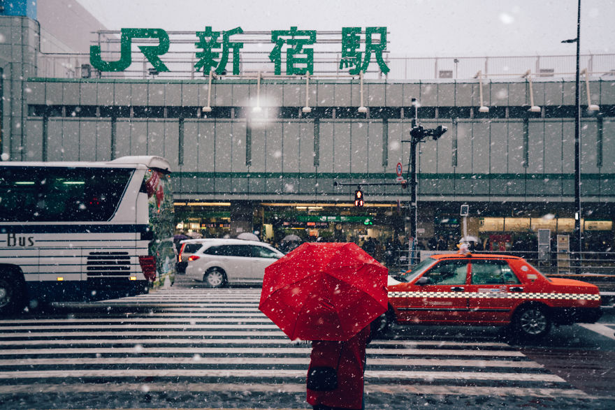 Snowy Shinjuku, Tokyo