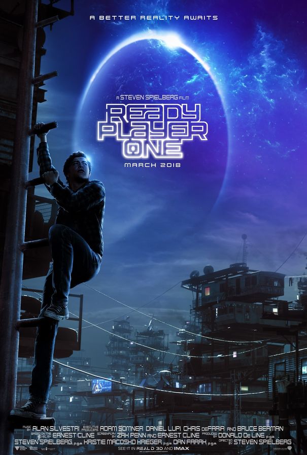 Young man climbing a ladder in a futuristic cityscape with a glowing planet, illustrating hilarious and disastrous Photoshop fails.