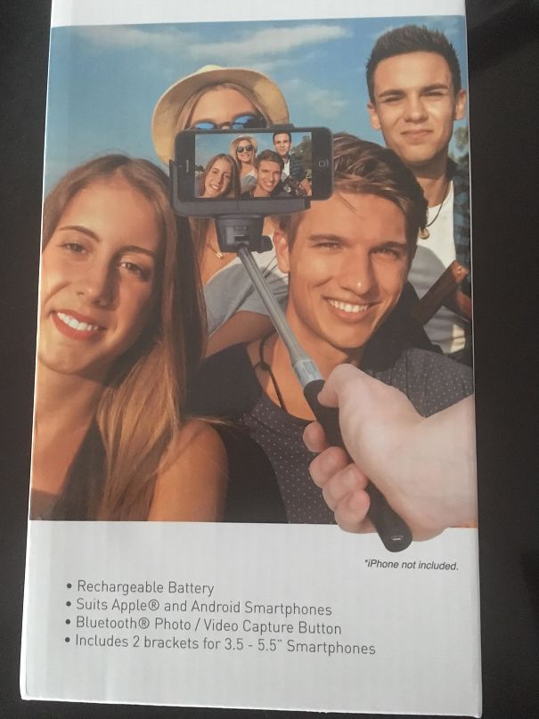 Group of friends using a selfie stick to take a photo outdoors, illustrating common disastrous Photoshop fails humor.