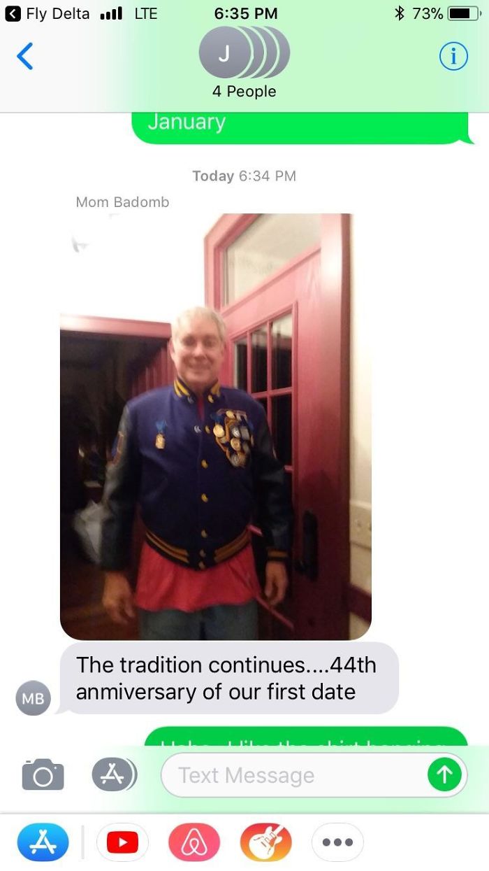 My Dad Sneaks Out Of The House Every Year At The Same Time For My Parents’ First Date Anniversary. He Puts On His Old High School Letter Jacket, Rings The Doorbell, And Asks, “Is Kris Home?” Only To Ask Her If She’ll Go Out With Him, Reenacting That First Moment 44 Years Ago