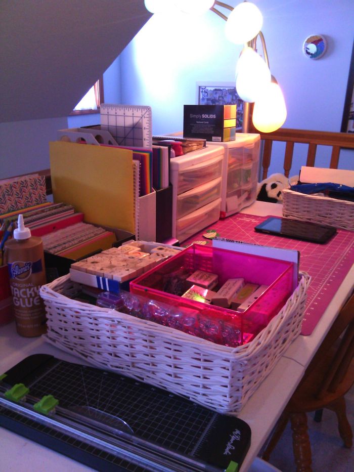 My Awesome Daughter Spends Her Days Making Cards And Sending Them All Over The World To Anyone In Need. She's Spent A Lot Of Time In Hospitals And Knows What It's Like To Get A Card... This Is Her Card Making Table!