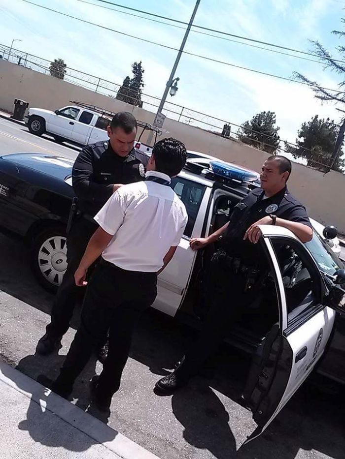 L.A.P.D Helping Student Look Sharp For His First Day Of School