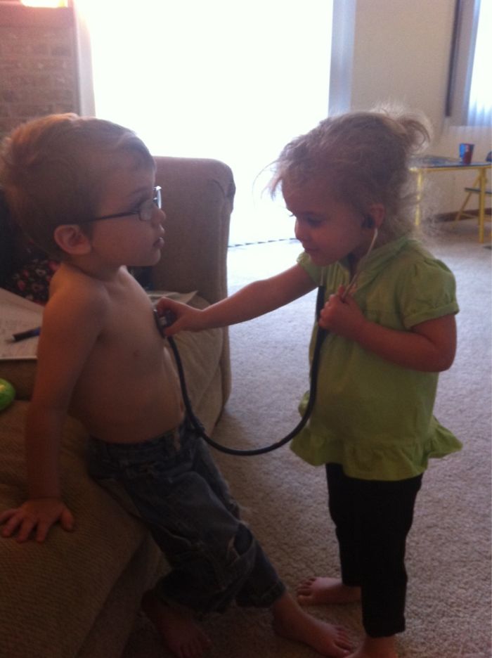 My Son Just Got Back Out Of The Hospital For A G-Tube Placement So My Daughter Had To Make Sure He Was Doing Ok