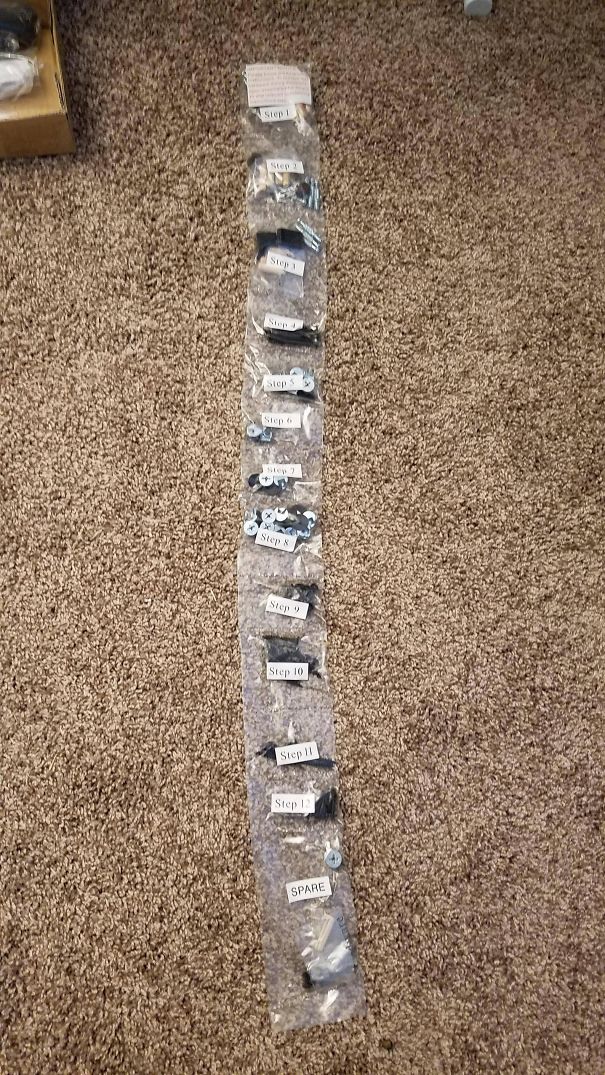 My New Desk's Parts Came Separated By Steps Instead Of By Item