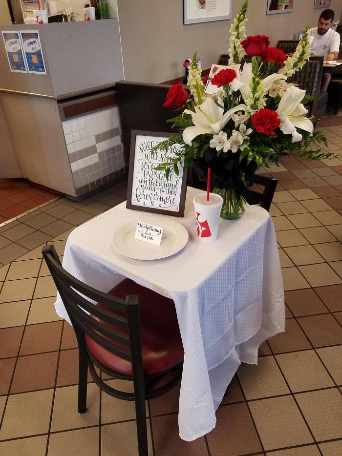 Chic-Fil-A Corporate Sent An Entirely New Staff To Cover The Day So The Original Employees Could Attend The Funeral Of The Owner, Whom Everyone Really Seemed To Love. They Set Him One Last Place At A Table. Good For You, Chic-Fil-A