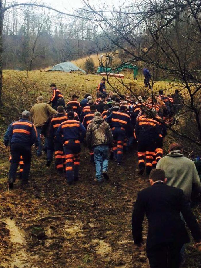 Coal Miners At A Funeral Today For A Co-Worker Killed At Work In Appalachia